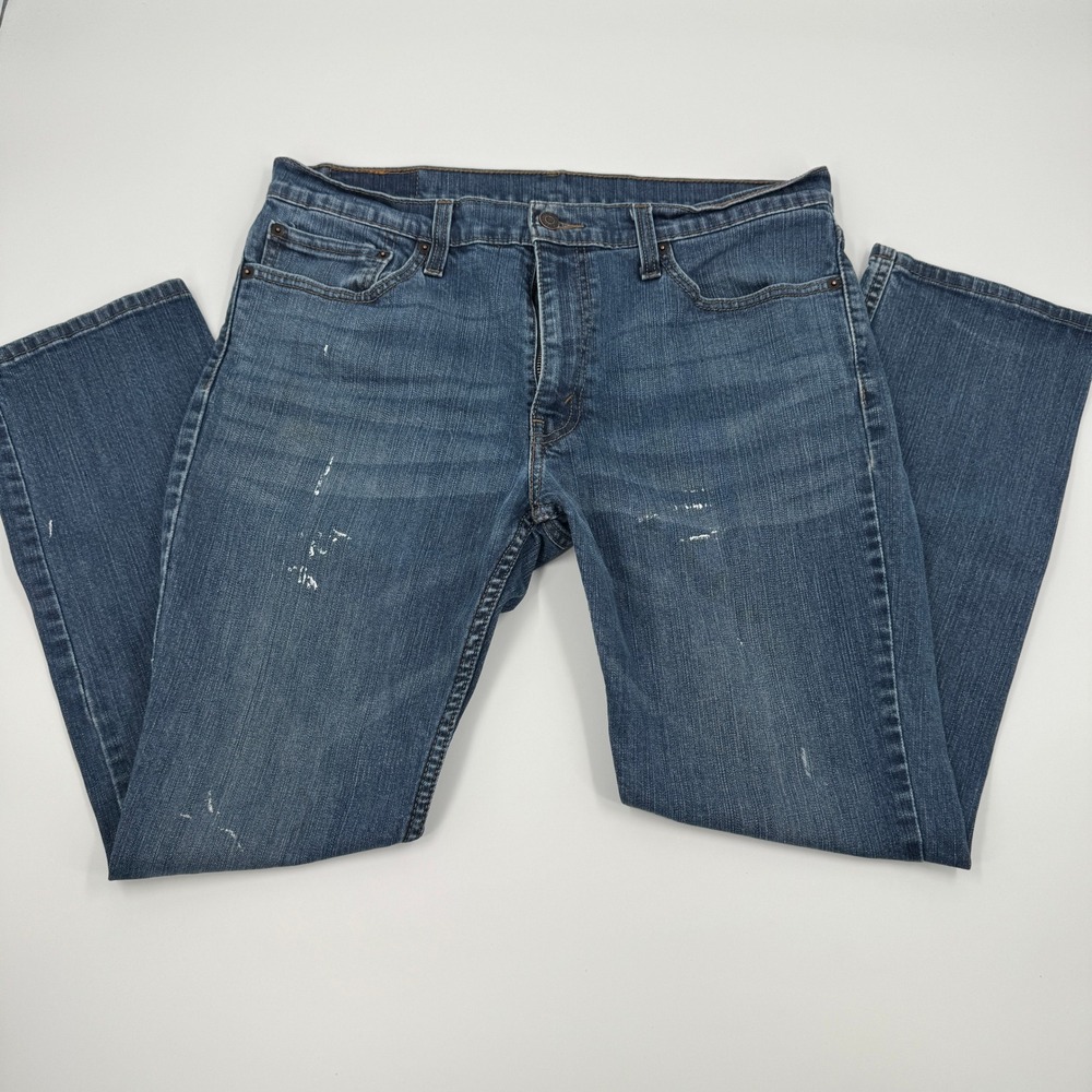 Levis 511 Slim Fit Blue Paint Splatter Jeans Mens 36x30 Medium Wash